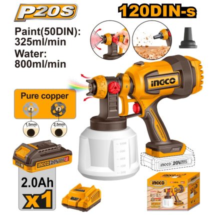 Pistolet de peinturez INGCO 20V sans fil CSGLI20042