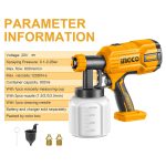 Pistolet à peinture sans fil INGCO 20V pour murs, bois et métal
