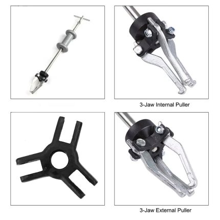 Lot de 5 outils d'extraction de roulements intérieurs et extérieurs à 3 mâchoires