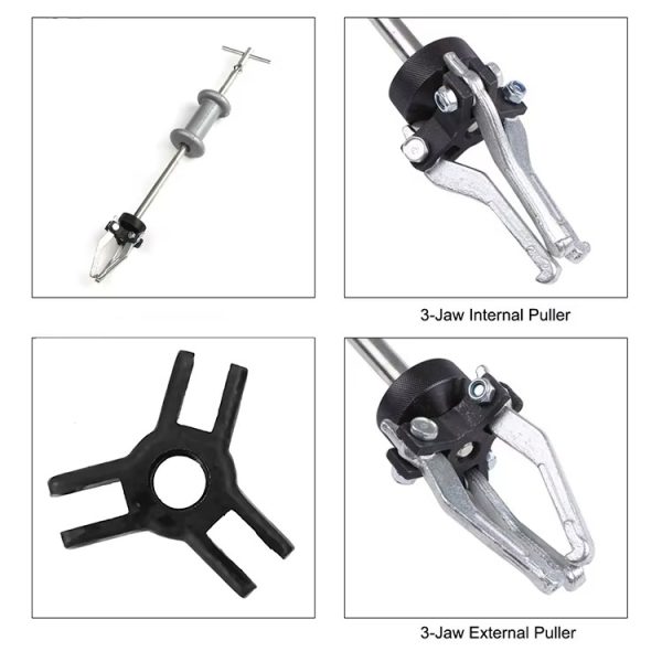 Lot de 5 outils d'extraction de roulements intérieurs et extérieurs à 3 mâchoires