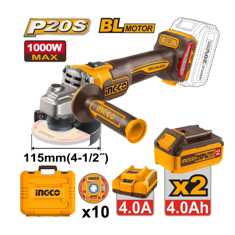 Meule à disque 20v Double Batterie avec valise INGCO