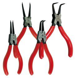 Jeu de 4 pinces circlips droites et coudées pour mécanique automobile