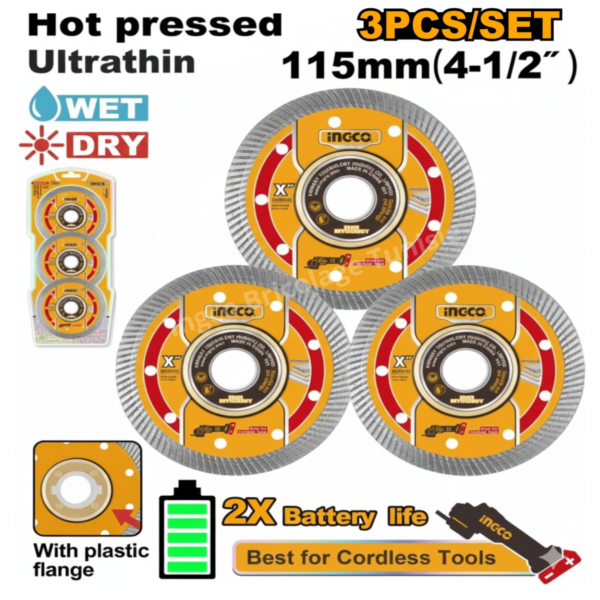 Jeu de 3 disques diamantés 115 m INGCO DMD0511503