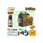 Niveau laser 3D sans fil autonivelant 16v 12Lignes  HLL301201 INGCO