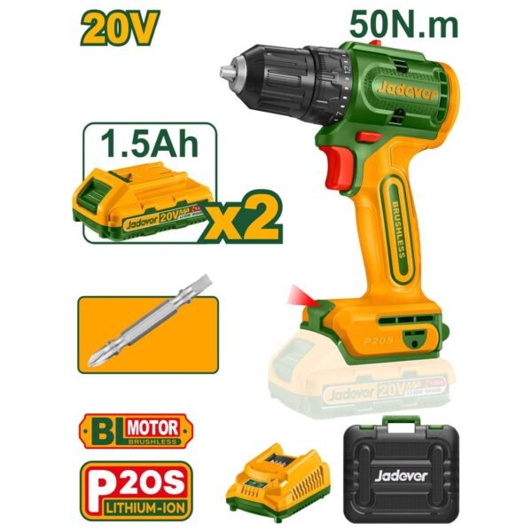 Perceuse-visseuse à percussion JADEVER 50 Nm 20V JDCDP552