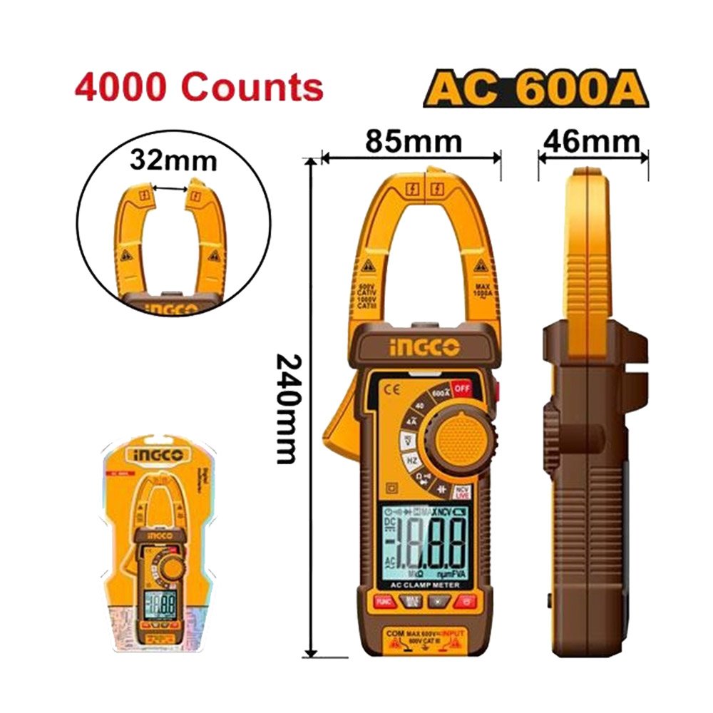 2 Pince Ampermétrique AC 600A INGCO DCM66001 – Image 1