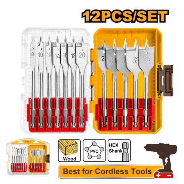 Jeu de 12 forets à bois à plumes INGCO AKDL1206 INDUSTRIAL