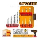 Ensemble de 14 forets et forets étagés HSS Ingco 4341 AKDL61401