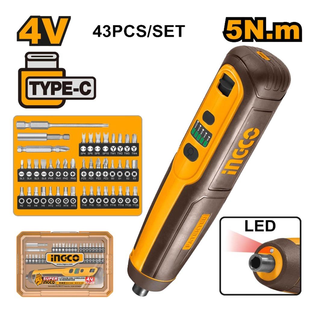 0.1 Tournevis 4V 5N.m INGCO CSDLI04062 – Image 1