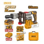 Marteau de démolition sans fil INGCO CDBLI203582 20V avec batteries et coffret.
