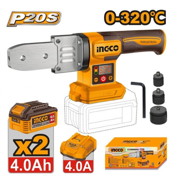Outil de soudage de tubes plastiques sans fil INGCO 20V PTWTLI20182 avec embouts interchangeables