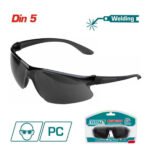 Lunette de protection noire pour soudure TSP307 avec verre foncé anti-éblouissement.