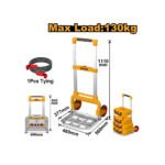 Chariot pliant INGCO 130 kg robuste pour transport de charges lourdes, facile à plier et à déplacer