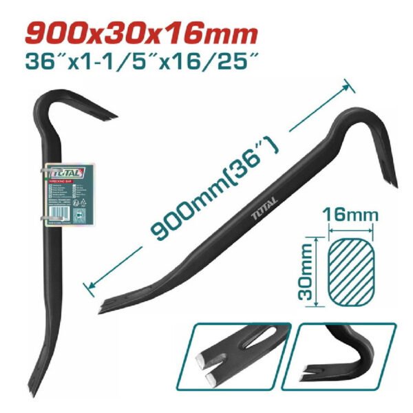 Arrache-clou TOTAL THT431362 900 mm pied de biche pour retirer clous et travaux de démontage