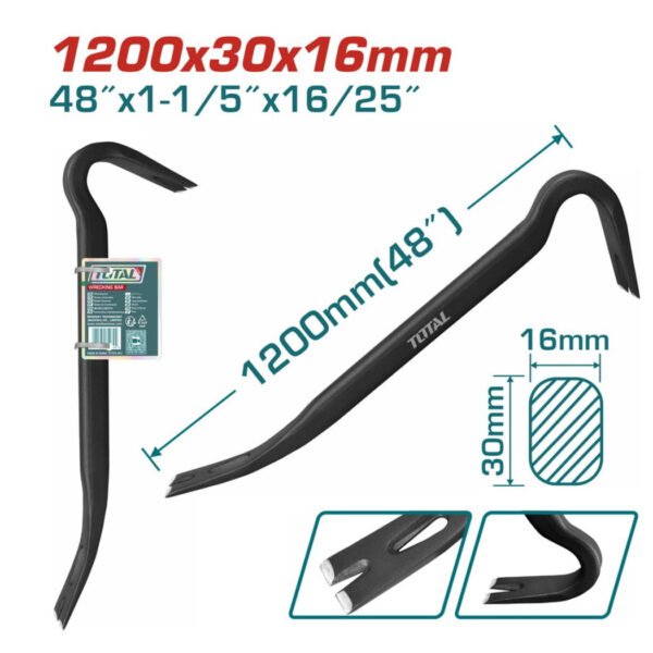 Arrache-clou TOTAL THT431482 1200 mm outil de levier pour retirer clous et travaux de démolition