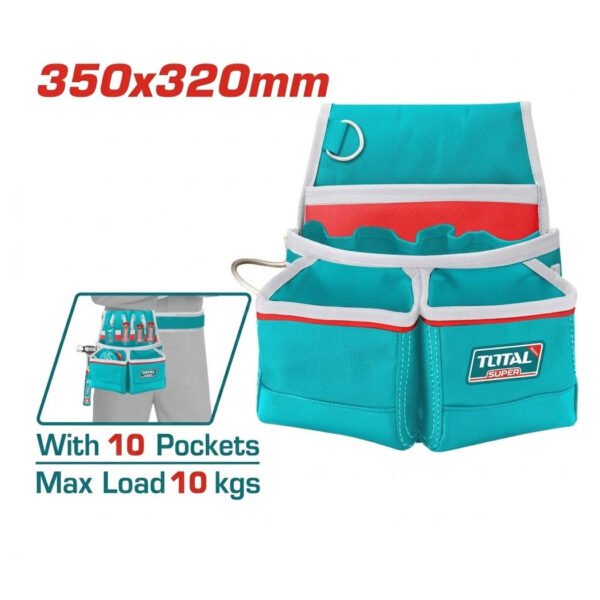 Ceinture d’outillage TOTAL 10 poches robuste pour organisation des outils sur chantier