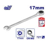 Clé mixte à cliquet EMTOP 17 mm en acier chrome vanadium pour usage professionnel