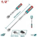 Cliquet extensible 1/2" TOTAL THT106128L avec manche réglable 320-450 mm et mécanisme 72 dents pour mécanique automobile