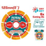 Disque diamant segmenté TOTAL TAC2171251 de 125 mm pour meuleuse, utilisé pour la coupe du béton, brique et pierre