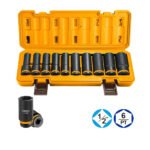 Set de 10 douilles INGCO 78mm de 10 à 24 mm en acier chrome vanadium pour serrage précis