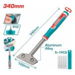 Grattoir à métal TOTAL TGS3088 de 340 mm avec poignée en aluminium et lames interchangeables pour enlever peinture, colle et rouille