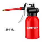 Huilier EMTOP 250 ml en métal avec bec rigide rouge et embout en cuivre