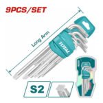 Jeu de 9 clés Torx longues TOTAL THT106392 en acier S2 avec support de rangement pour travaux mécaniques et industriels