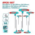Jeu de 8 clés Allen tête sphérique TOTAL THHW80826 en acier haute résistance pour vissage précis et accès difficile