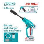 Nettoyeur haute pression sans fil 20V avec batterie 2Ah pour nettoyage voiture et extérieur