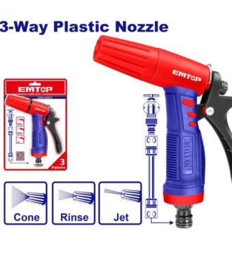 Pistolet à eau de jardin EMTOP ESNE10301 avec 3 modes de pulvérisation pour arrosage et nettoyage