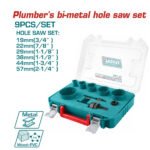 jeu scies à cloche total tacsh0091 9 pièces pour perçage bois et plomberie