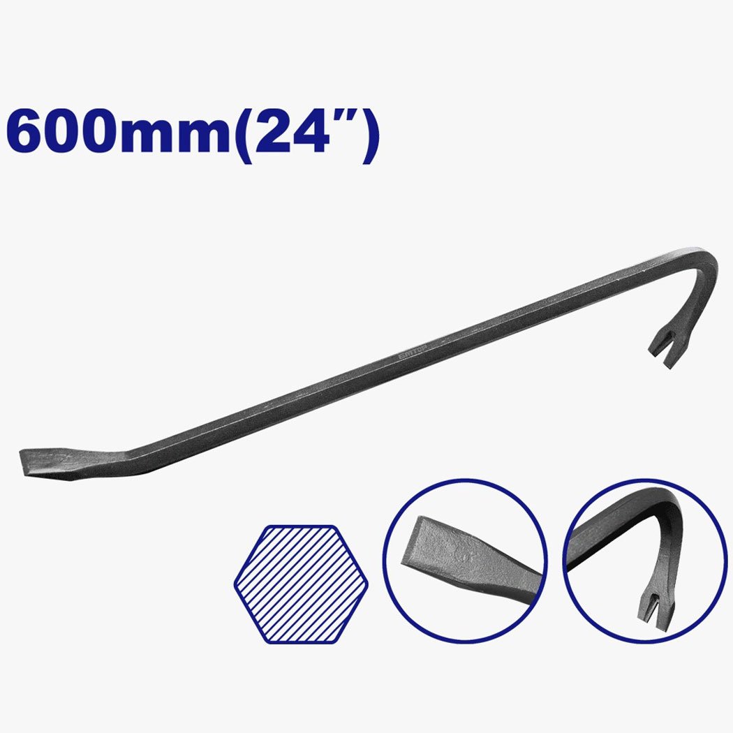 Arrache-clou 60 cm EMTOP EMQB1360 – pied-de-biche robuste pour travaux de démontage arrache-clou-60cm-emtop-emqb1360