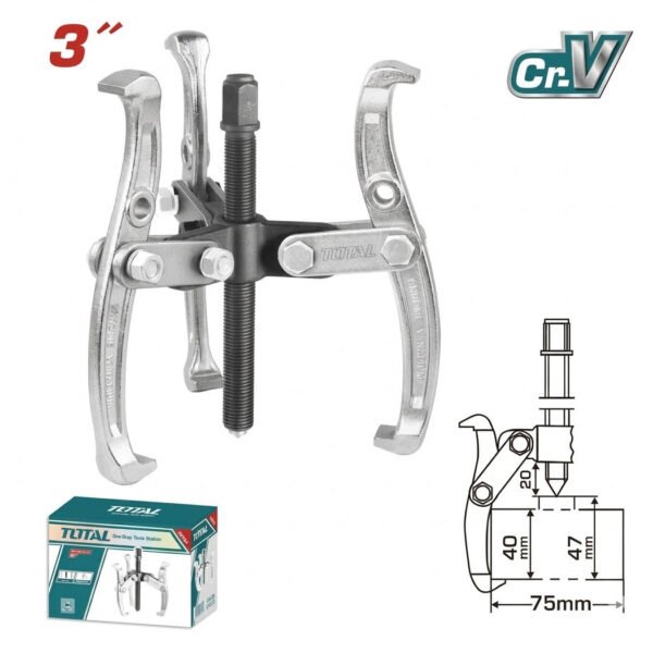 Extracteur de roulement TOTAL 3 doigts 75 mm idéal pour démontage mécanique précis