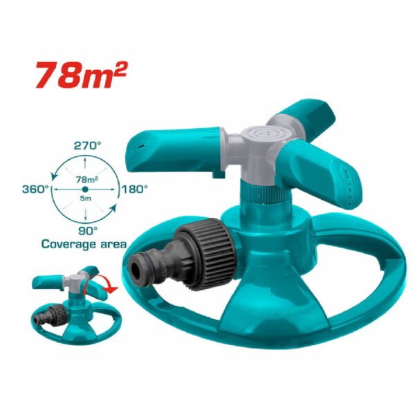 Arroseur rotatif TOTAL THPS23602 3 bras arrosage jardin