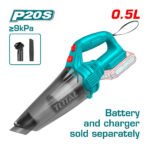 Aspirateur sans fil TOTAL 20V 0,5L TVLI201261 pour nettoyage rapide maison et voiture