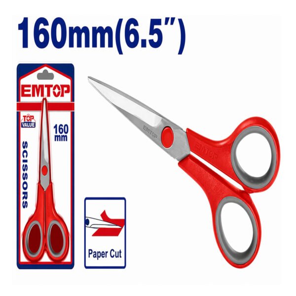 Ciseaux EMTOP 160 mm EMSX2607 avec lames en acier pour coupe précise de matériaux légers