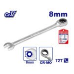 Clé mixte à cliquet EMTOP 8 mm en acier chrome vanadium pour travaux mécaniques