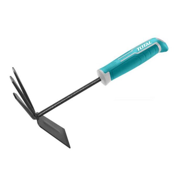 Fourche de jardin TOTAL THGT979K 2 en 1 acier carbone avec poignée ergonomique pour désherbage et aération du sol