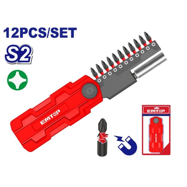 Jeu de 11 embouts PH2 EMTOP avec porte-embout pour vissage et bricolage