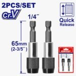 Jeu de 2 porte-embouts EMTOP 1/4″ en acier Cr-V avec système magnétique pour visseuse