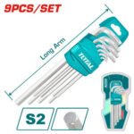 Jeu de 9 clés Allen longues TOTAL THT106191 en acier haute résistance pour vissage puissant et précis