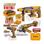 Pack outils INGCO 20V : visseuse, meuleuse et marteau pour bricolage et travaux