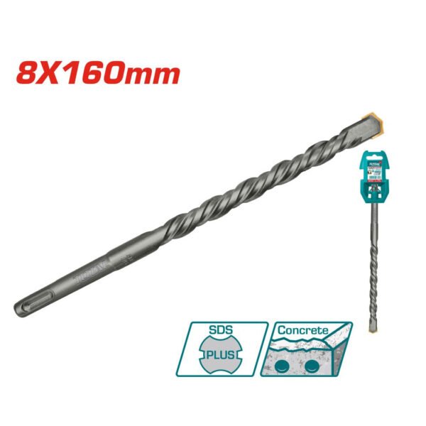 Mèche SDS Plus 8x160 mm TOTAL TAC310802 foret béton carbure pour perforateur