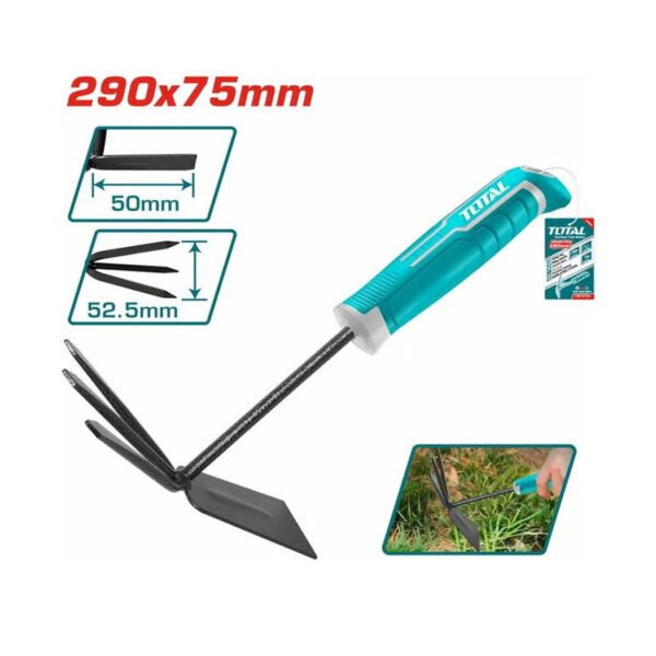 Outil jardin TOTAL THGT979K binette et griffe 2 en 1 pour désherbage et aération