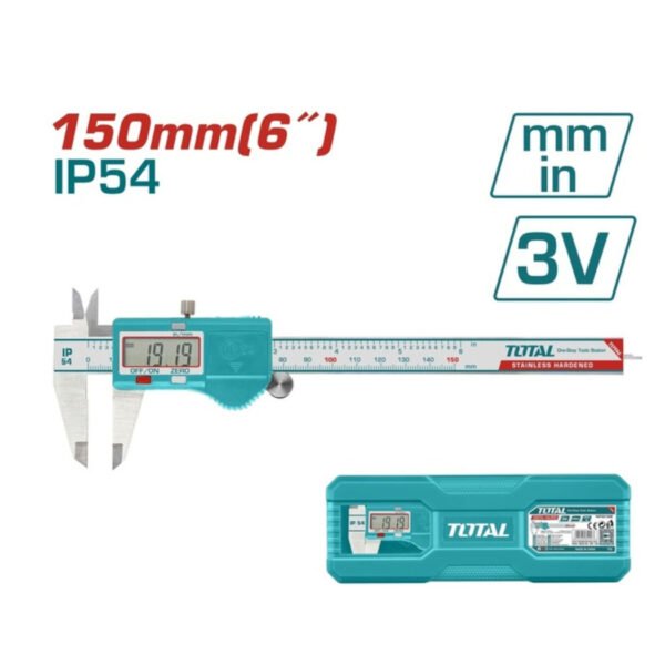 Pied à coulisse digital TOTAL 150 mm avec écran LCD pour mesures précises