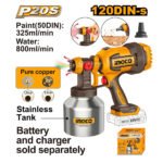 pistolet de peinture sans fil INGCO 20V lithium CSGLI20041 avec accessoires pulvérisation peinture mur meuble