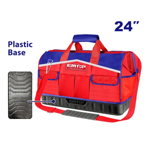 Sac à outils EMTOP 24 pouces en polyester avec base renforcée et grande capacité de rangement