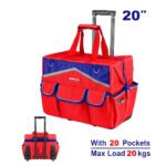 Sac à outils EMTOP rigide avec roulettes et poignée télescopique pour transport facile