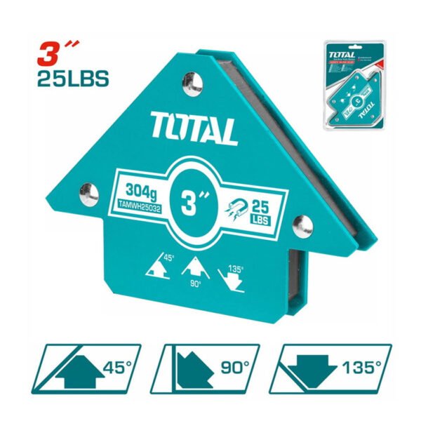 Support magnétique soudage TOTAL TAMWH25032 3 pouces fixation pièces métalliques
