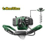 Tarière thermique essence 52cc JADAVER pour forage de sol agricole et installation de clôtures